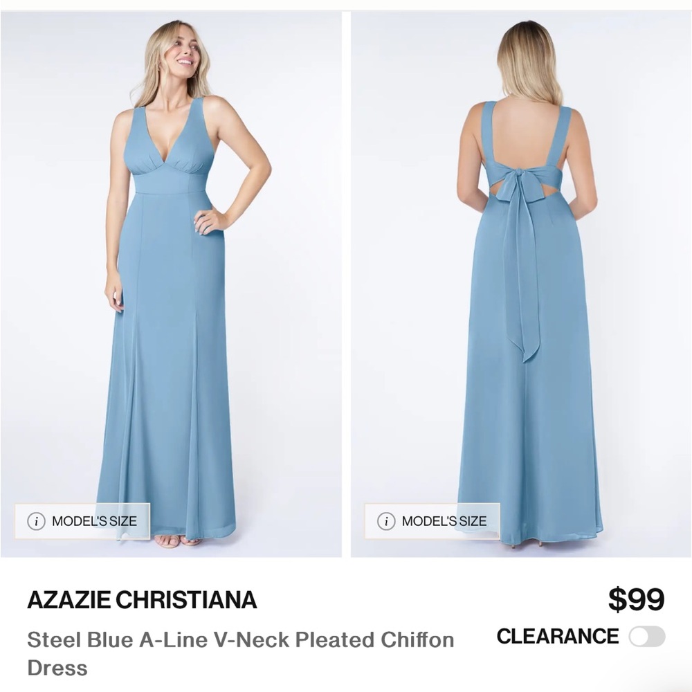 Azazie Steel Blue Gown